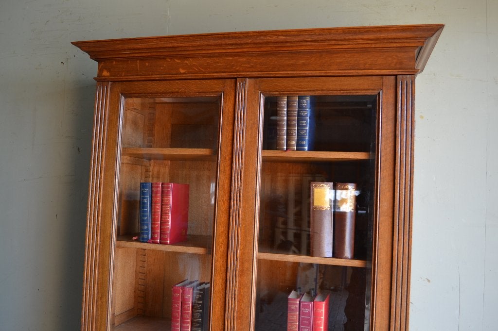 Prachtige antieke eiken houten Art Deco boekenkast, vitrine, Verzenden