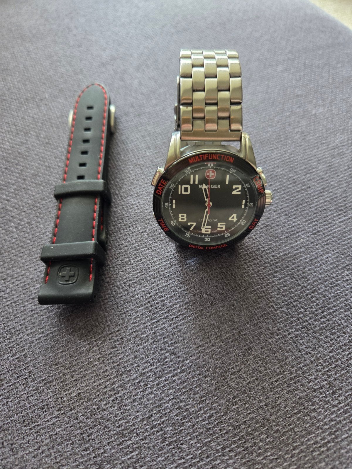 Wenger LED Nomad Compass Zwitsers Horloge–incl. Orig. Bandje, Ophalen of Verzenden, Staal, Overige merken, 1960 of later
