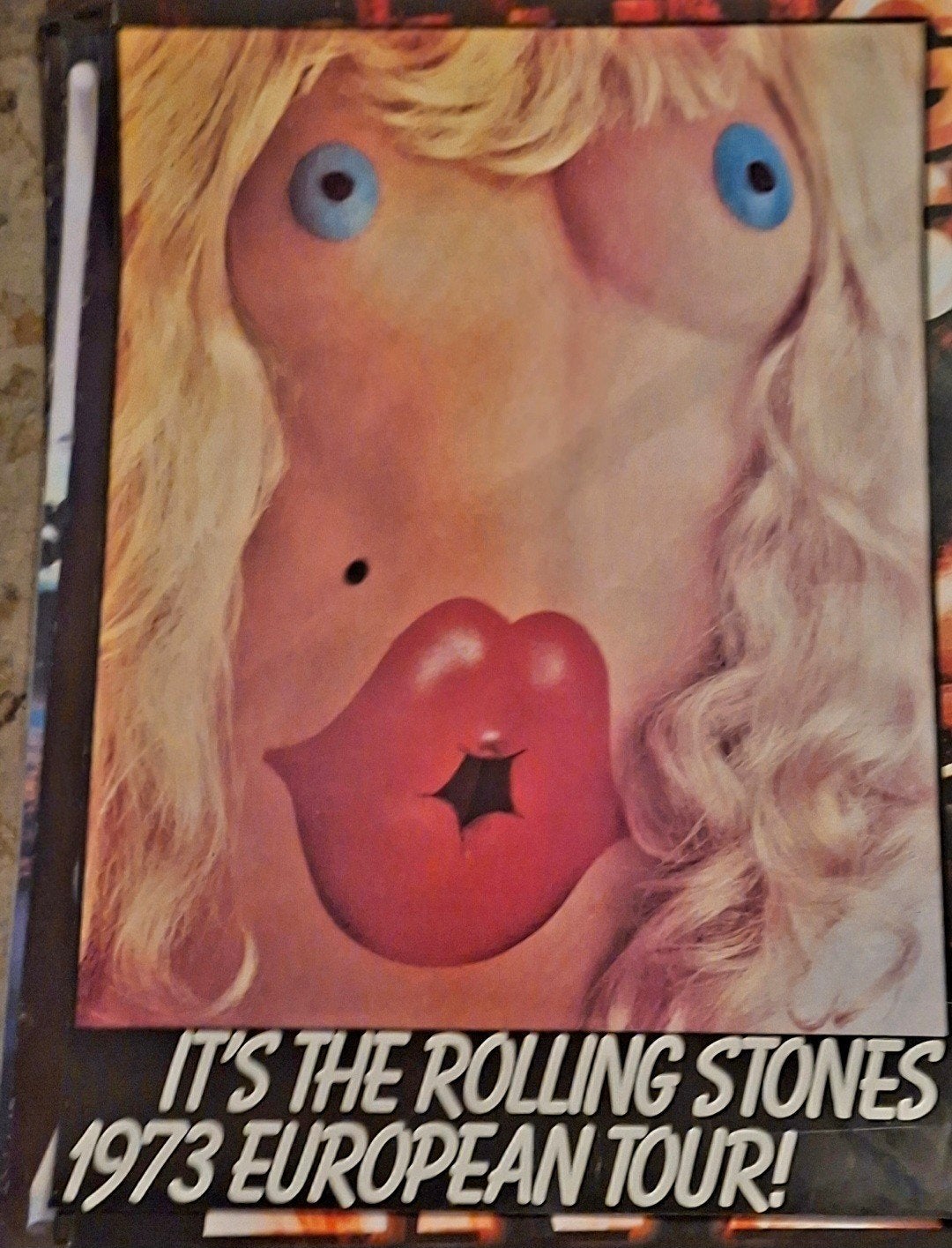Rolling Stones 1973 European Tour Poster 60x90 cm, Ophalen of Verzenden, A1 t/m A3, Muziek, Rechthoekig Staand