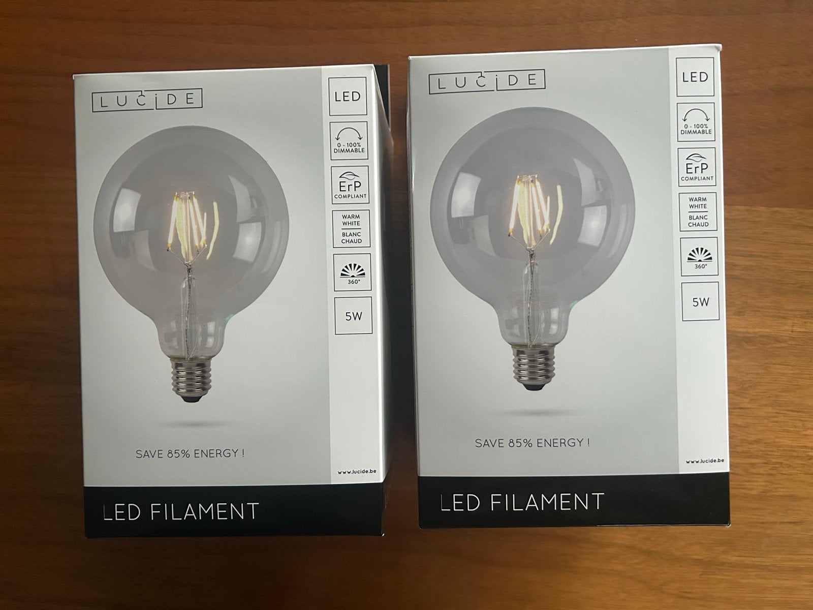 Nieuwe Lucide LED Filament lampen - 2 stuks, dimbaar, warm w, Led-lamp, Lucide, Dimbaar, Nieuw