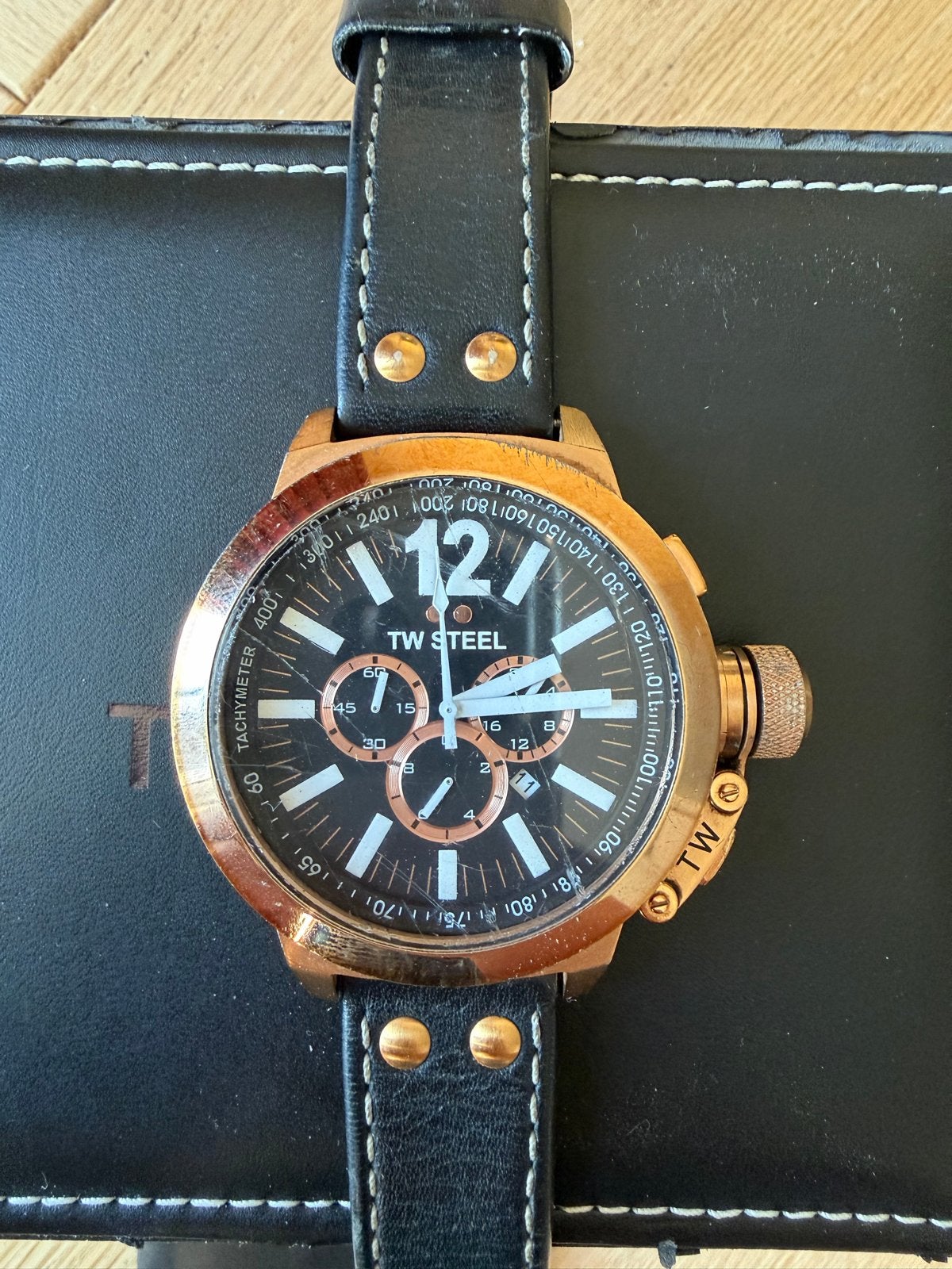 TW Steel CE1024 Horloge - Roségoud met Zwart Lederen Band, Overige merken, Overige materialen, Polshorloge, Ophalen of Verzenden