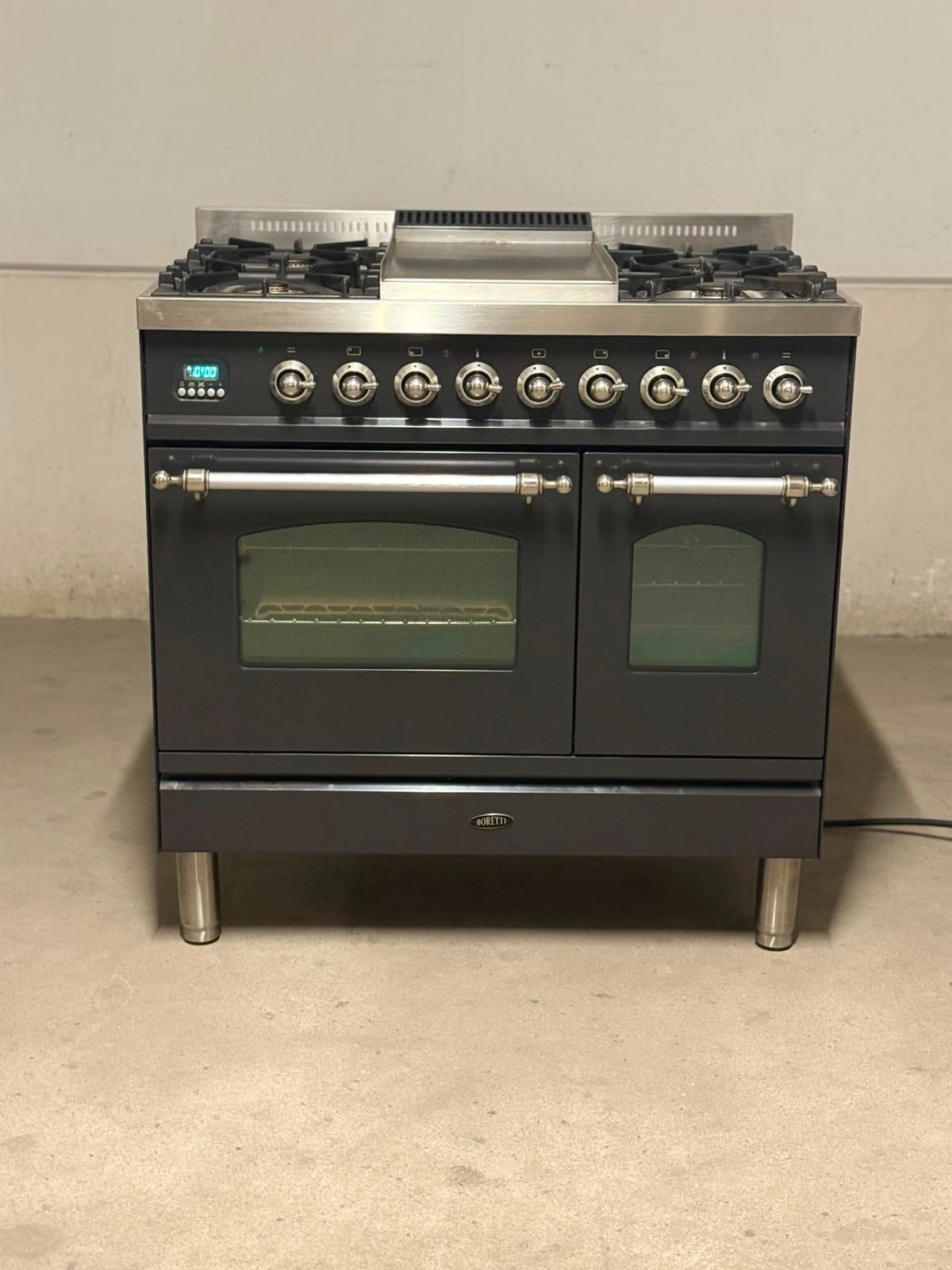 Gasfornuis Boretti Antraciet, Ophalen, Warmhoudplaat, 60 cm of meer, Zo goed als nieuw