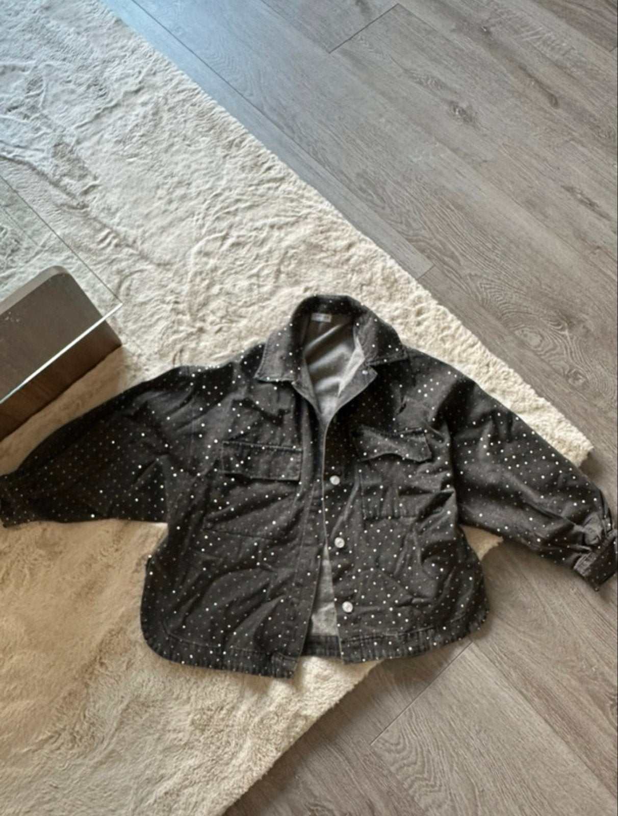 Loavies denim jas met glitters, maat XS, Verzenden, Zo goed als nieuw, Maat 34 (XS) of kleiner, Zwart