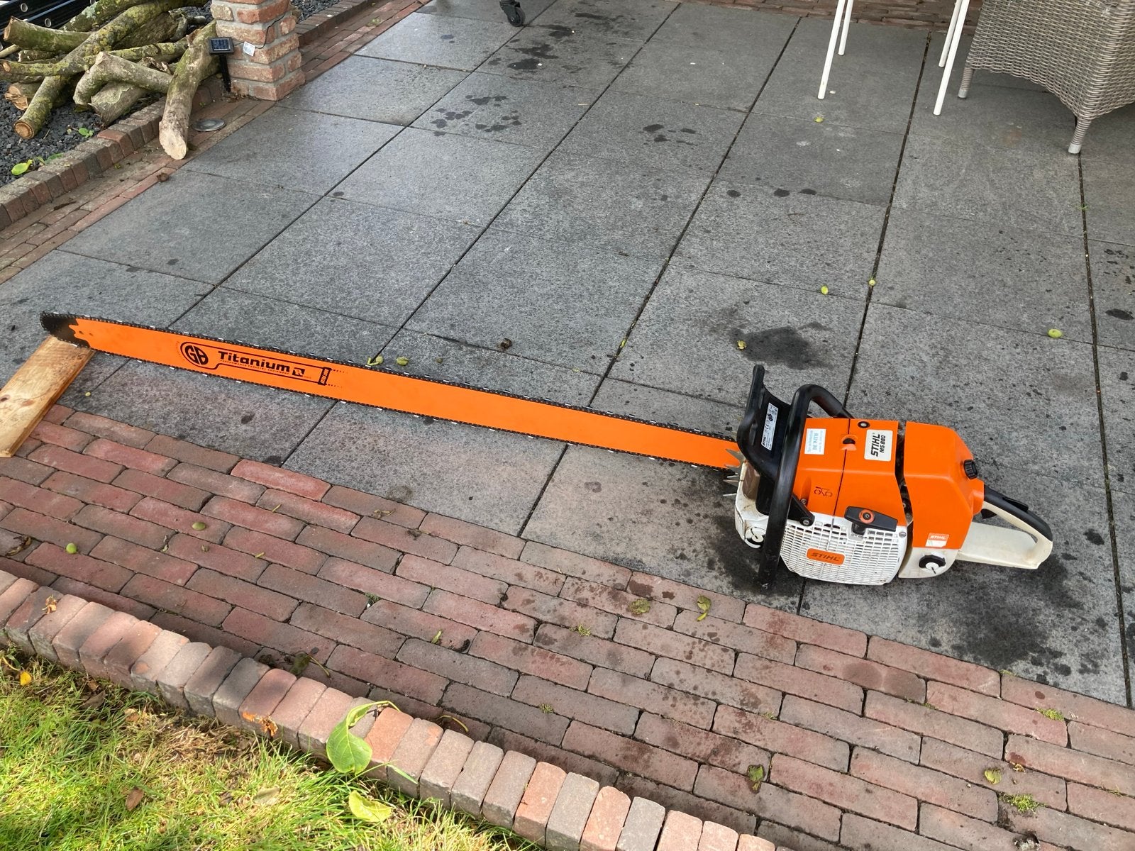 Stihl MS880 met 150cm GB Titanium blad - Collectors item, Ophalen, Gebruikt, 70 mm of meer, Kettingzaag