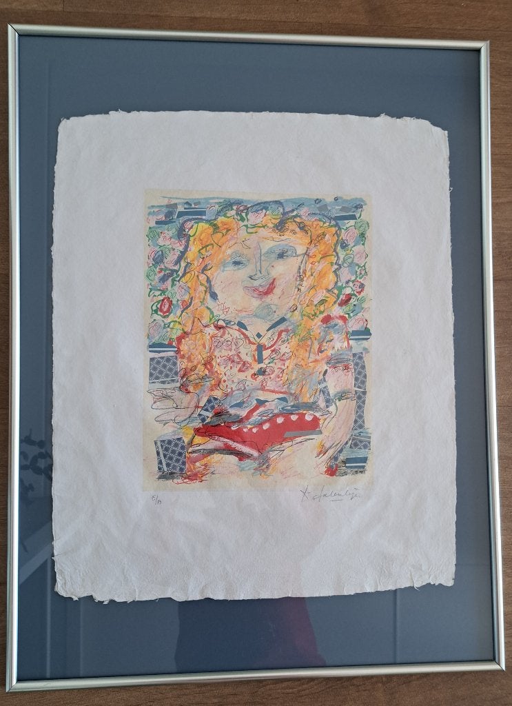 Kees Salentijn, zeefdruk Nina op Vakantie. Ingelijst, Gesigneerd, Ophalen of Verzenden, Personages en Fantasiefiguren, Zeefdruk