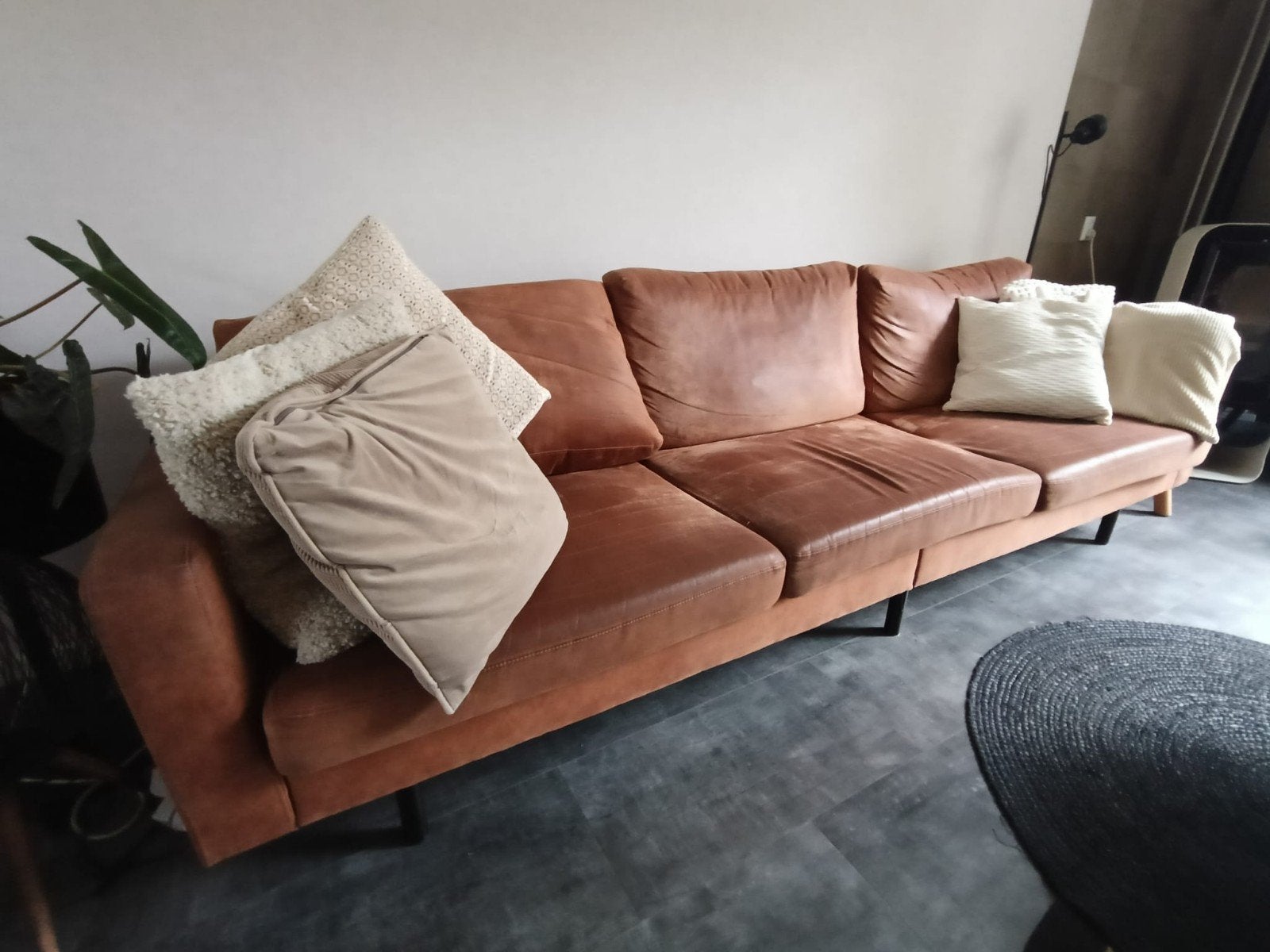 Bruine 4-persoons bankstel - Comfortabel en stijlvol, Huis en Inrichting, Banken | Bankstellen, Ophalen, Gebruikt, 75 tot 100 cm