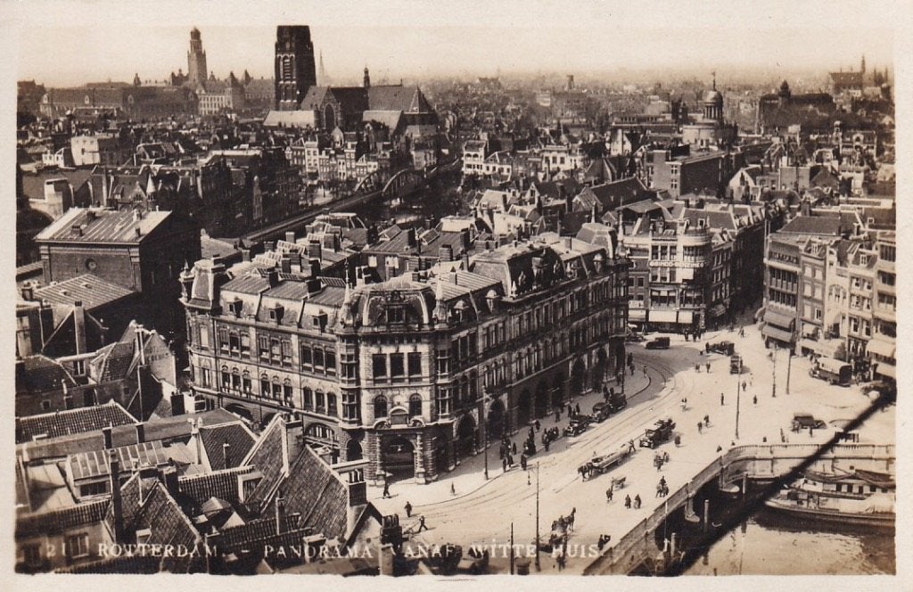 761K Rotterdam panorama Oudehavenkade, Hoofdsteeg binnenstad, Ophalen of Verzenden, 1920 tot 1940, Ongelopen, Zuid-Holland