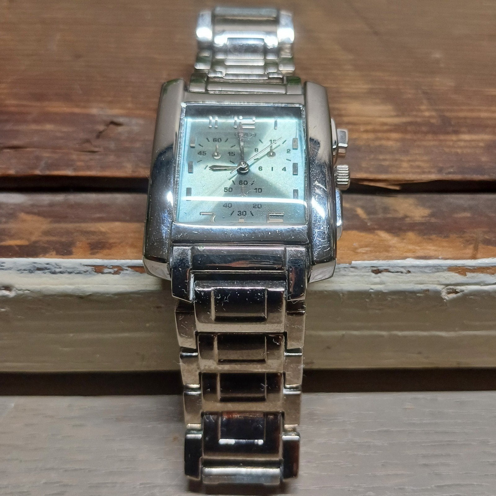 OOZOO DAMES/ HERENHORLOGE ZILVER, BLAUW GROEN WIJZERPLAAT, Sieraden, Tassen en Uiterlijk, Overige merken, Staal, Polshorloge, Ophalen of Verzenden
