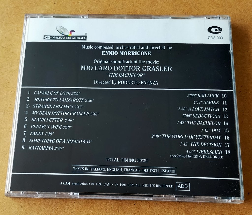 Mio Caro Dottor Grasler Soundtrack CD Ennio Morricone 1991, Ophalen of Verzenden, Zo goed als nieuw