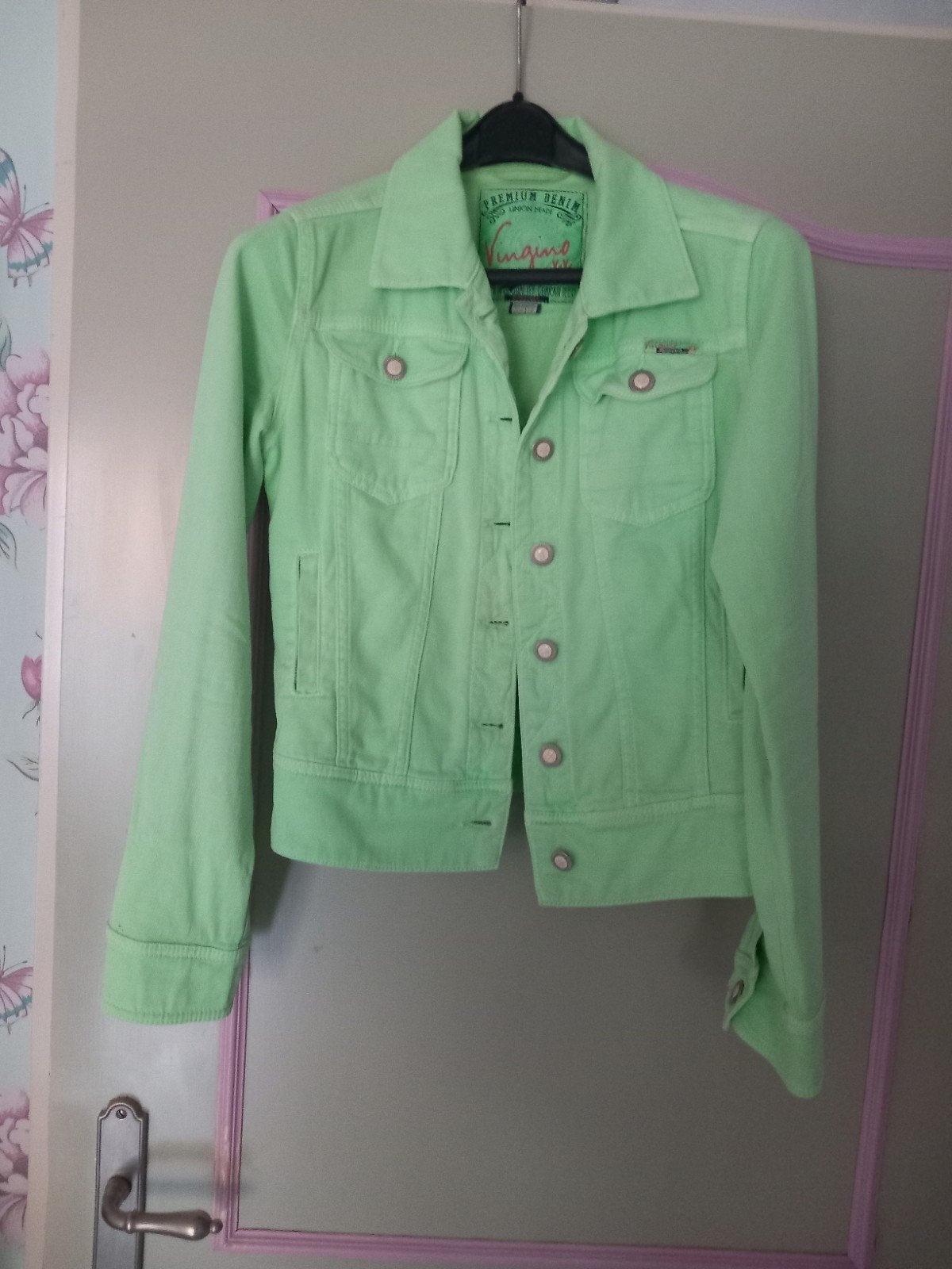 meisjes denim jack, Ophalen of Verzenden, Zo goed als nieuw, Maat 34 (XS) of kleiner, Groen
