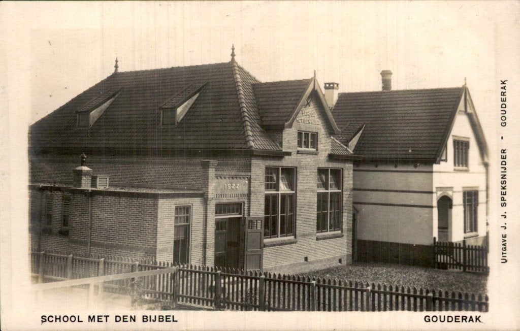 Gouderak - School met den Bijbel - Fotokaart, Ophalen of Verzenden, 1920 tot 1940, Ongelopen, Zuid-Holland