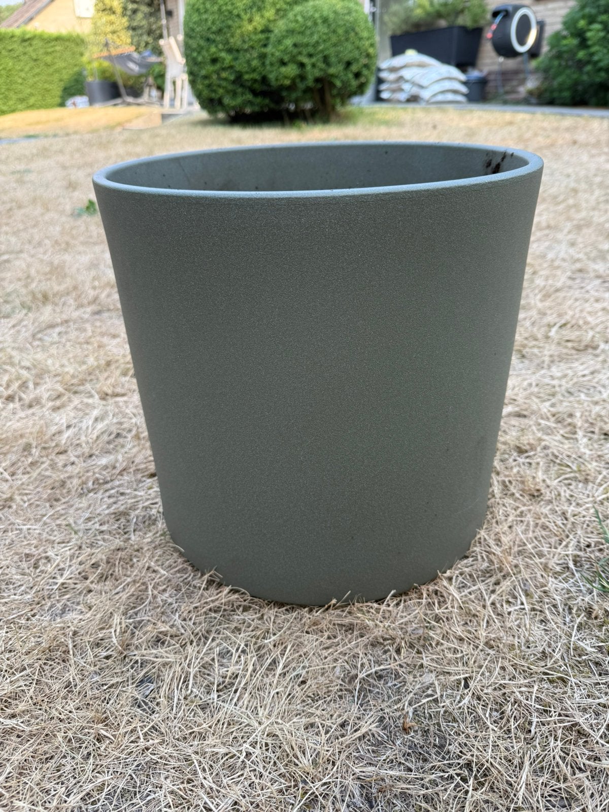 Grote groene bloempot 32 cm hoog, Ophalen, Steen, Minder dan 30 cm, Rond
