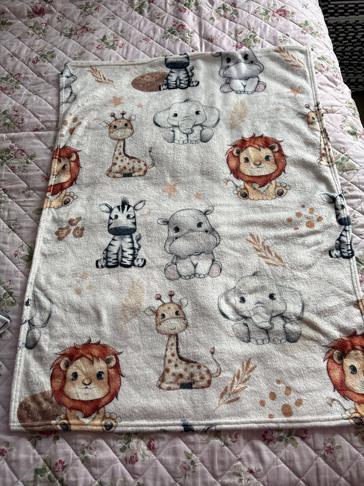 Zachte babydeken met schattige dierenprint, Wasbaar, Ophalen of Verzenden, Zo goed als nieuw, Meerkleurig