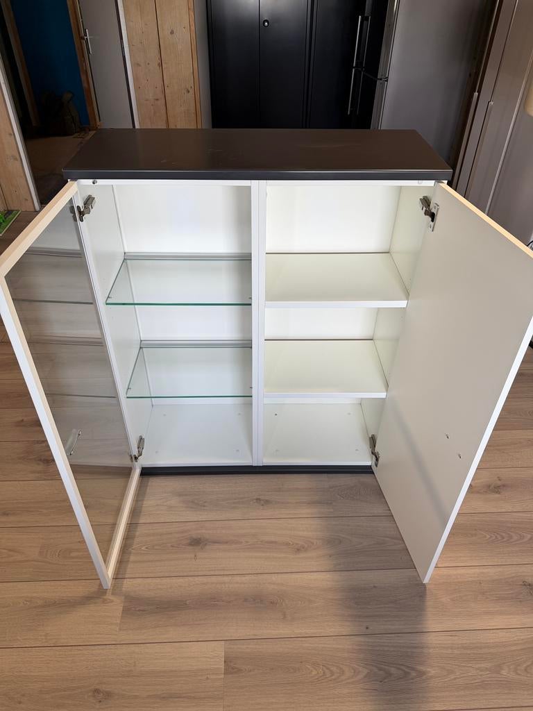 Woonkamer kast + wandplank met verlichting, Ophalen, Met deur(en), 50 tot 100 cm, Zo goed als nieuw