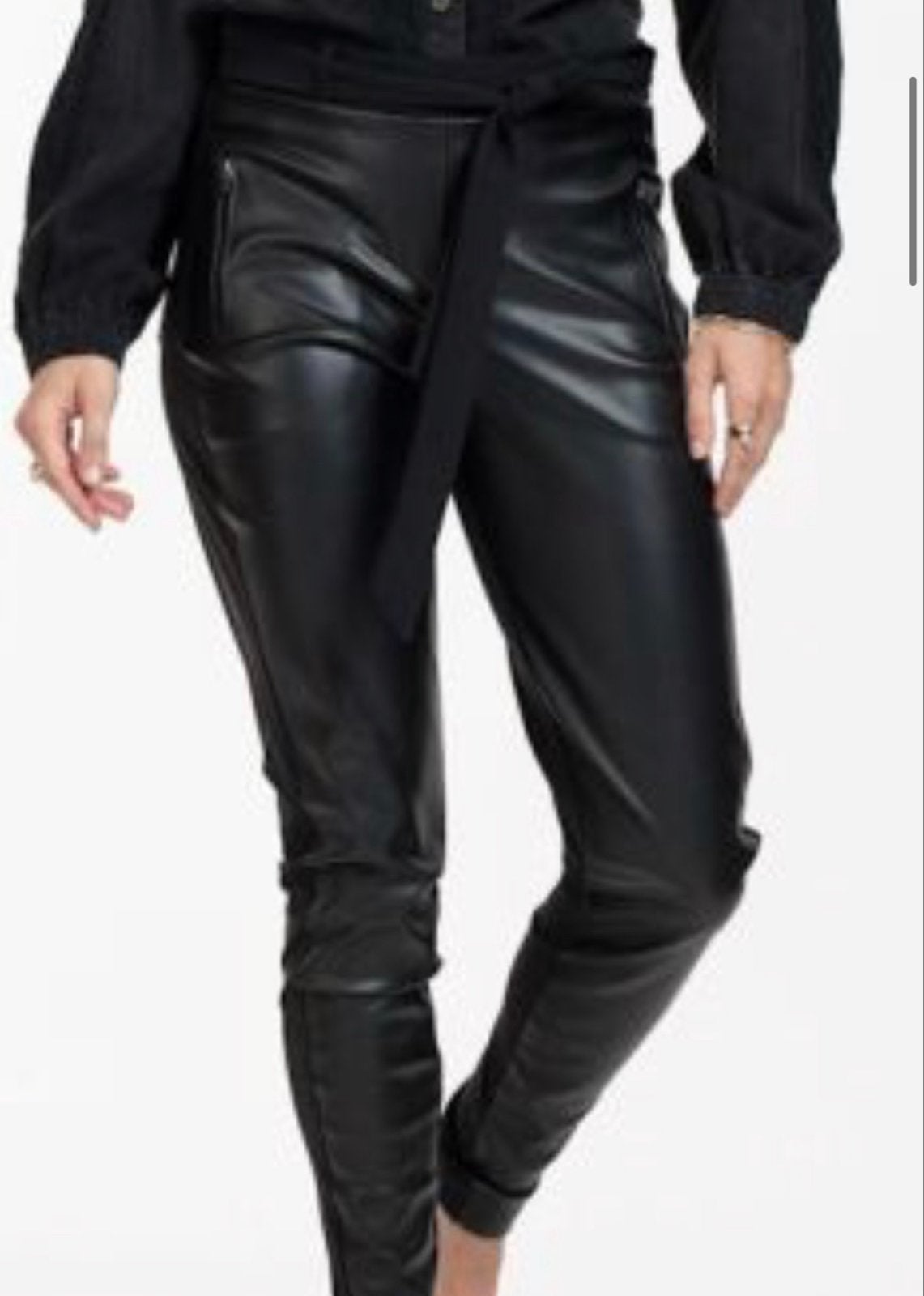 Studio Anneloes Beau faux leather travelstof broek Zwart, Maat 38/40 (M), Zwart, Nieuw, Ophalen of Verzenden