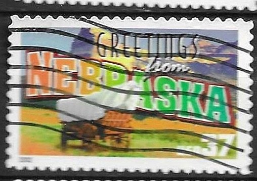 Postzegel USA 'Greetings from Nebraska' - Gestempeld, Ophalen of Verzenden, Gestempeld, Noord-Amerika