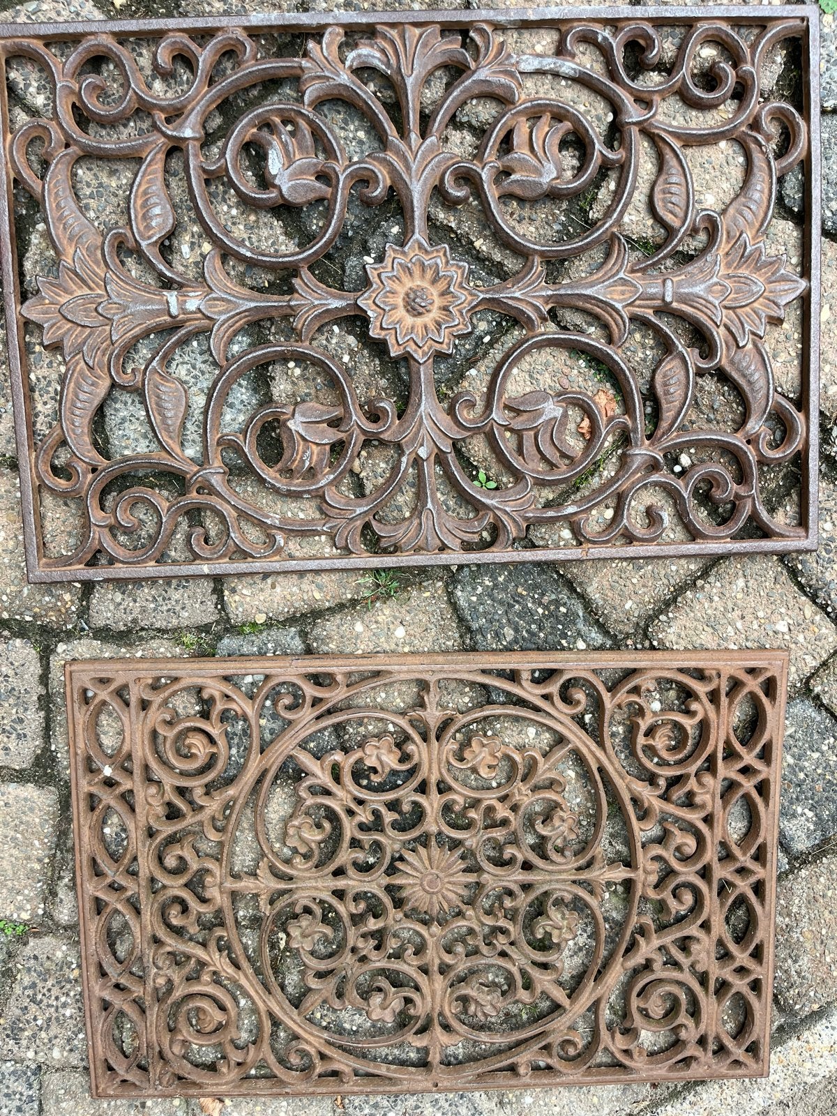 Decoratieve gietijzeren deurmat, Tuin en Terras, Ophalen, Gebruikt, Gietijzer, Schoonloopmat