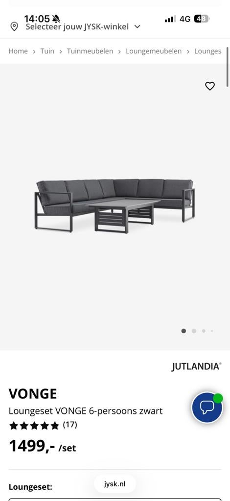 JYSK Vonge Loungeset met verstelbare tafel, Tuin en Terras, Tuinsets en Loungesets, Ophalen, Gebruikt, 6 zitplaatsen, Aluminium