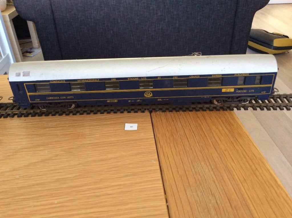 Lima CIWL slaaprijtuig blauw/goud - vintage modelspoor, Gebruikt, Gelijkstroom, Wagon, Ophalen of Verzenden