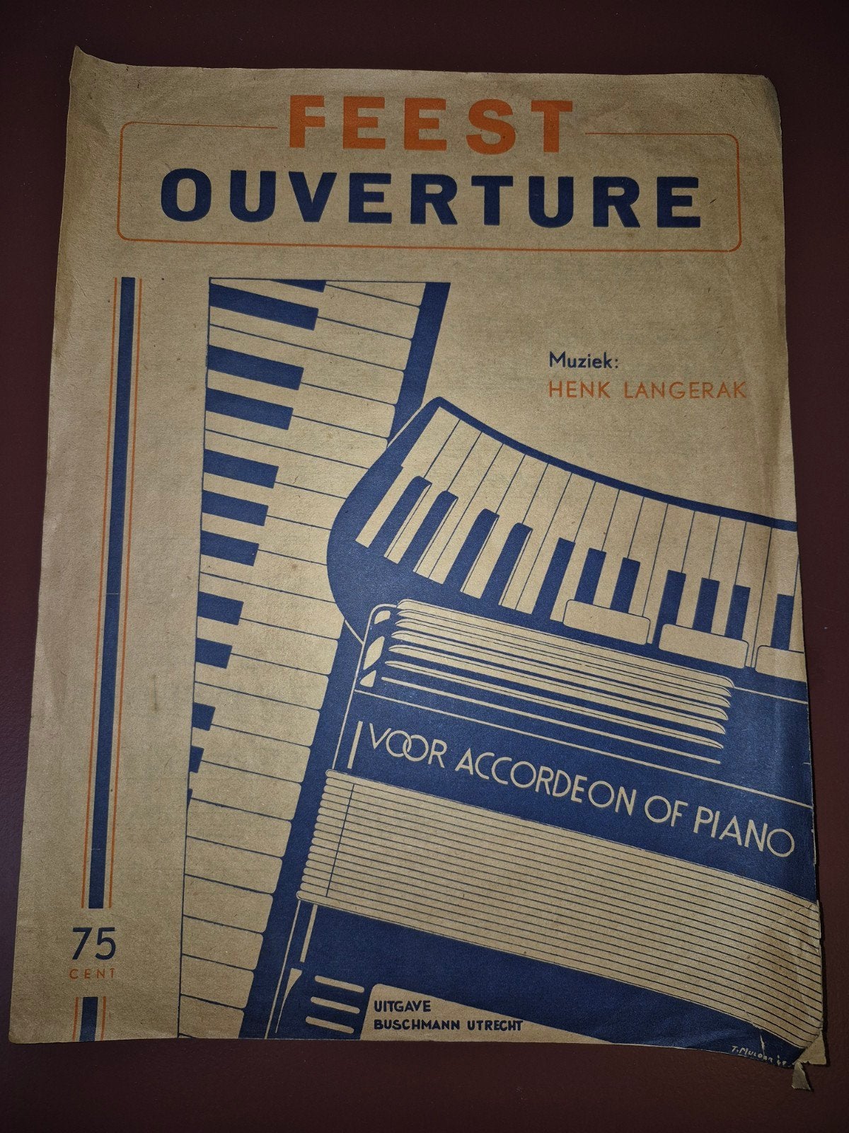 Feest-Ouverture bladmuziek voor Accordeon of Piano, Gebruikt, Overige soorten, Ophalen of Verzenden, Accordeon