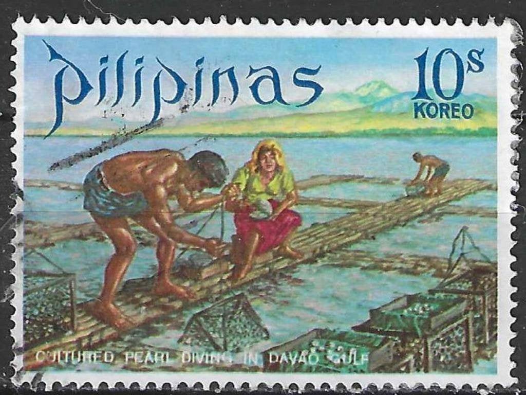 Filipijnen 1971 - Yvert 814 - Parelvissers in Davao (ST), Verzenden, Gestempeld, Zuidoost-Azië