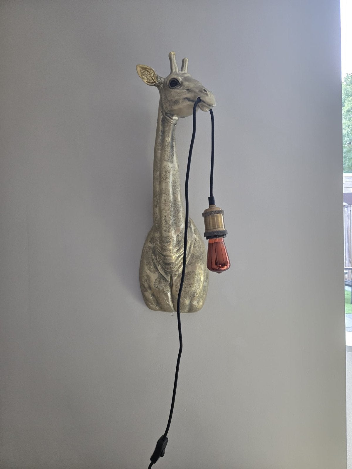 Gouden Giraffe Wandlamp - Unieke Decoratie, Ophalen, Kunststof, Zo goed als nieuw, Goud