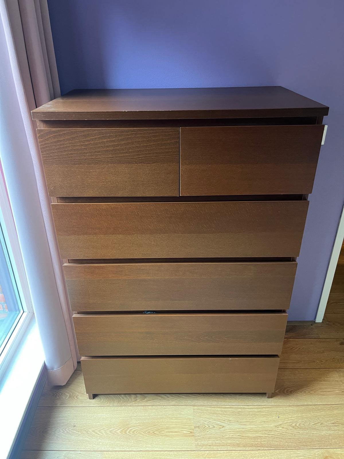 Ikea ladekast donkere hout kleur, Ophalen, 5 laden of meer, 50 tot 100 cm, Zo goed als nieuw