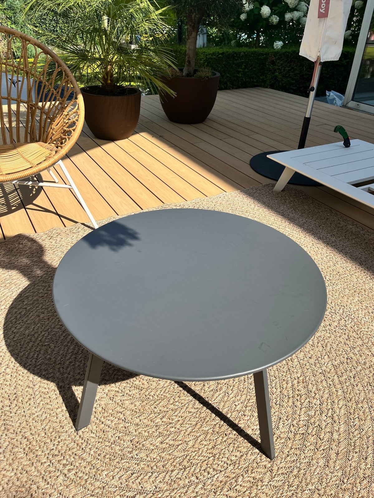 Antraciet ronde salontafel - Ø 70 cm, hoogte 40 cm, Tuin en Terras, Ophalen, Gebruikt, Rond, Metaal