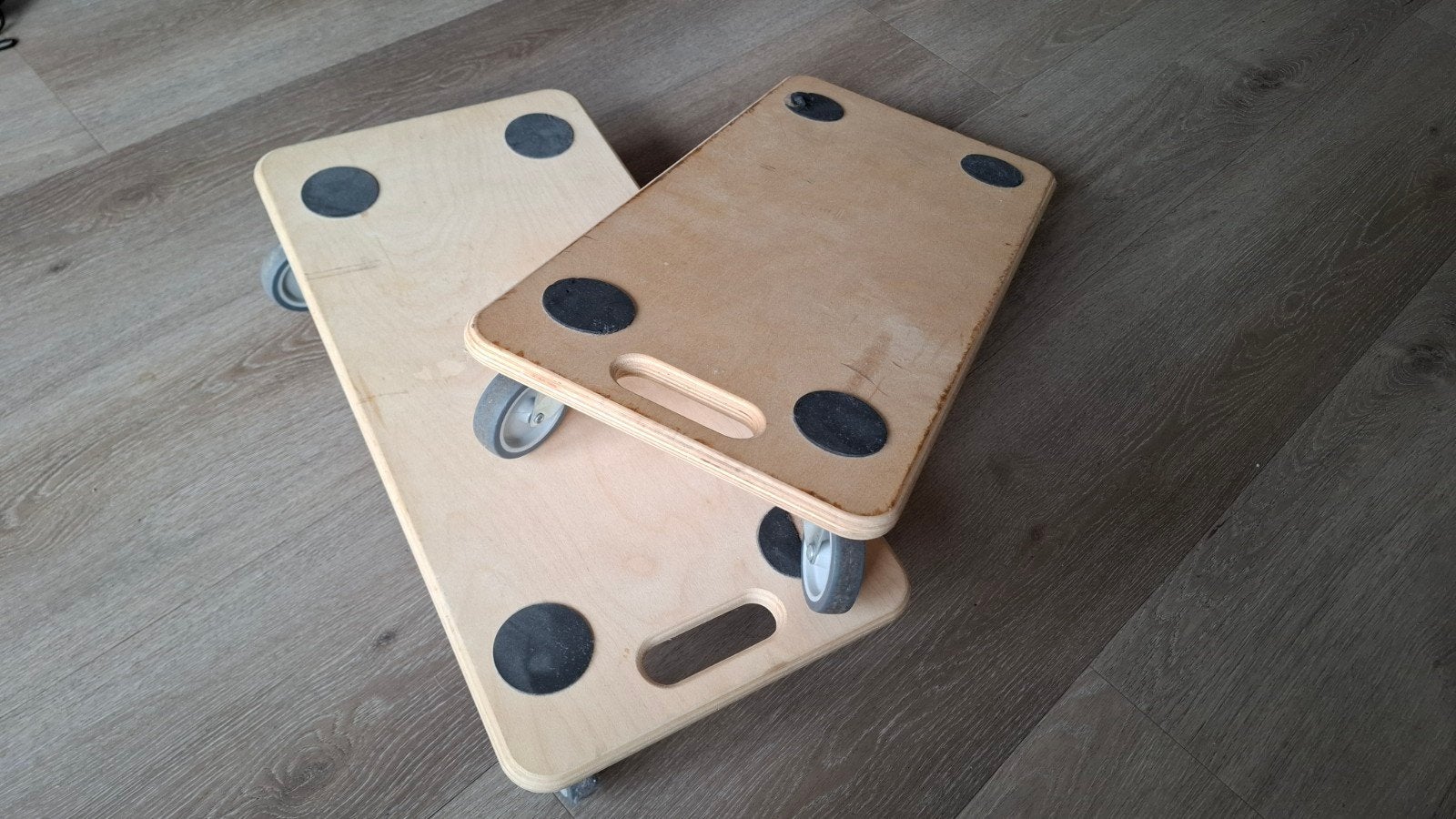 Set van 2 stevige houten transporthondjes (met antislip), 100 liter of meer, Ophalen, Gebruikt, Overige typen