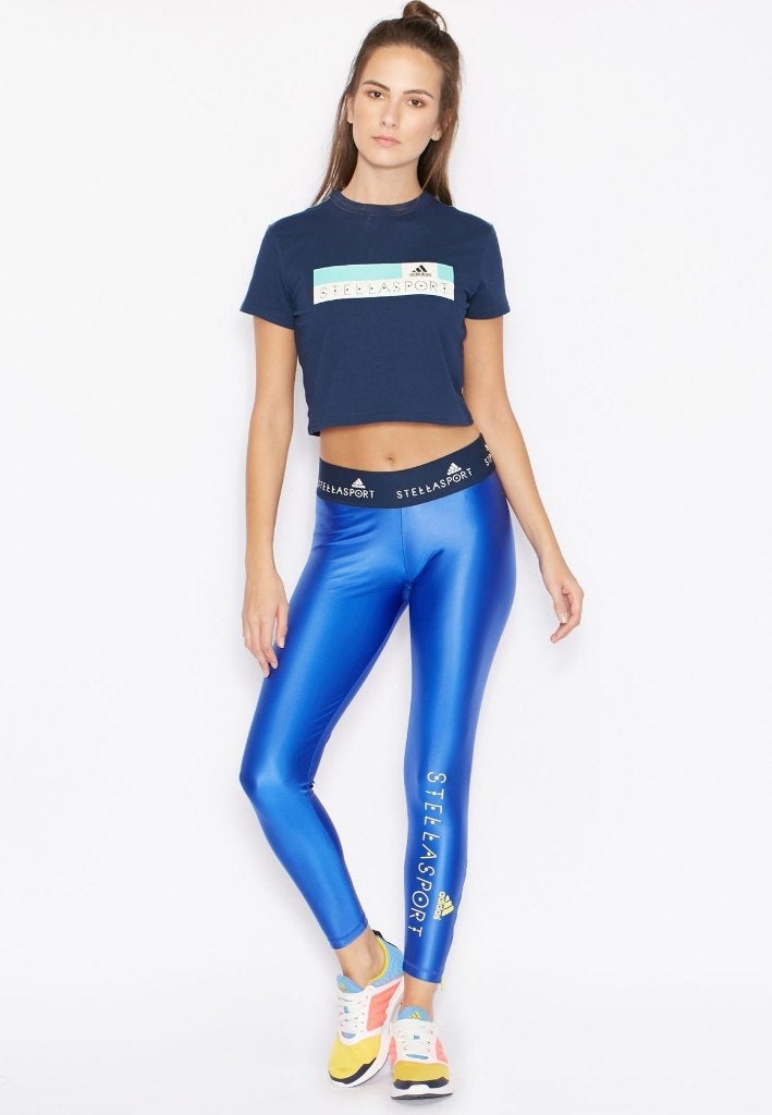 Adidas Stella McCartney Sport Disco Leggings, Blauw, maat M, Maat 38/40 (M), Verzenden, Blauw, Adidas