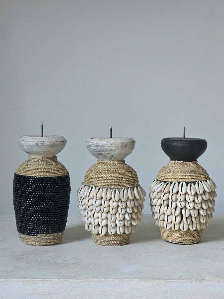 Kandelaar Boho 1 uit Bali, Beige, Ophalen of Verzenden, Tropical home, Kandelaar