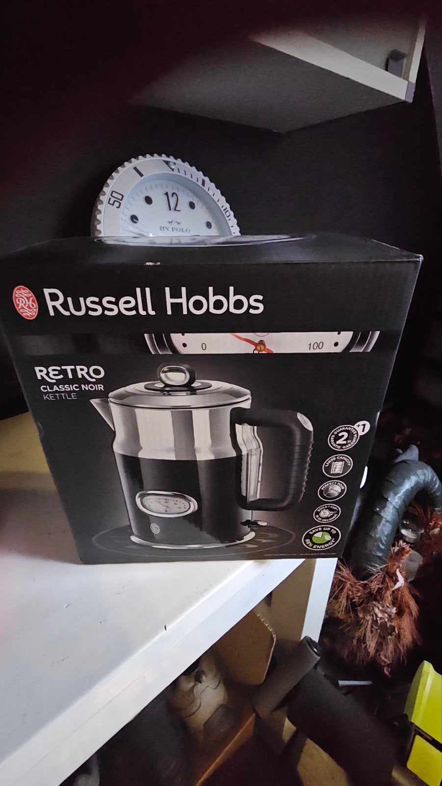 Te koop retro waterkoker Russel Hobbs, Ophalen, Nieuw, Zwart