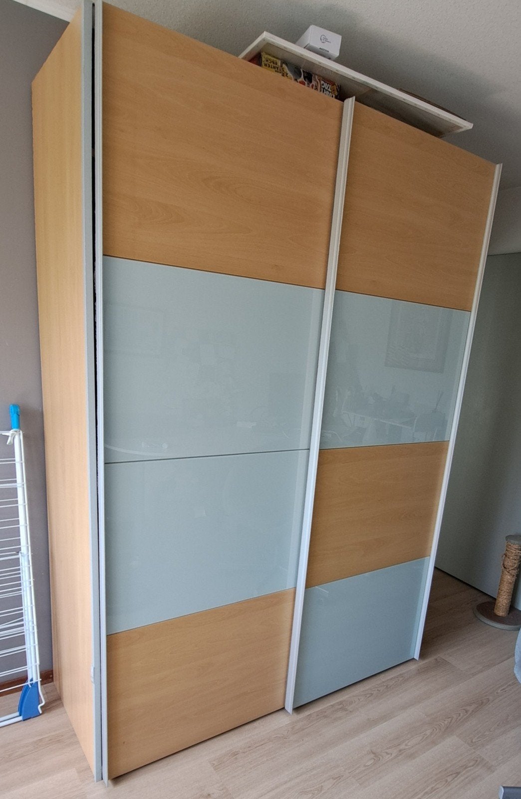 zweefdeurkast 150 x 216, Huis en Inrichting, Kasten | Kledingkasten, Ophalen, Gebruikt, 200 cm of meer, 150 tot 200 cm