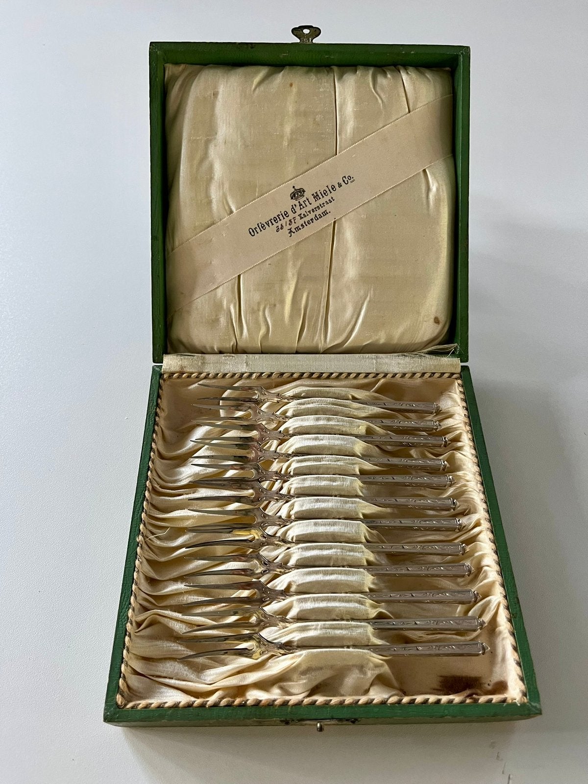 12x Antieke WMF vorkjes in originele doos - Jugendstil (I/O), Ophalen of Verzenden