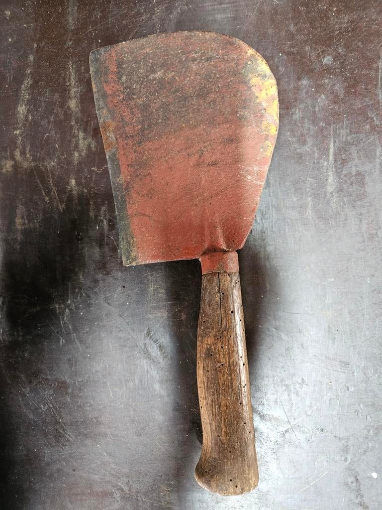 Antieke hakbijl met houten handvat, Ophalen of Verzenden