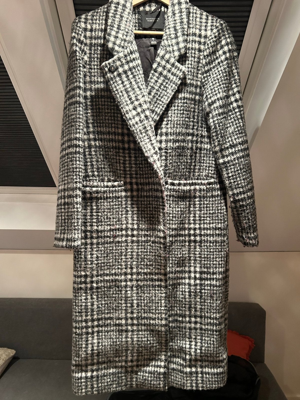 Scotch & Soda Maison Scotch geruite wollen jas, Ophalen of Verzenden, Zo goed als nieuw, Maat 36 (S), Zwart