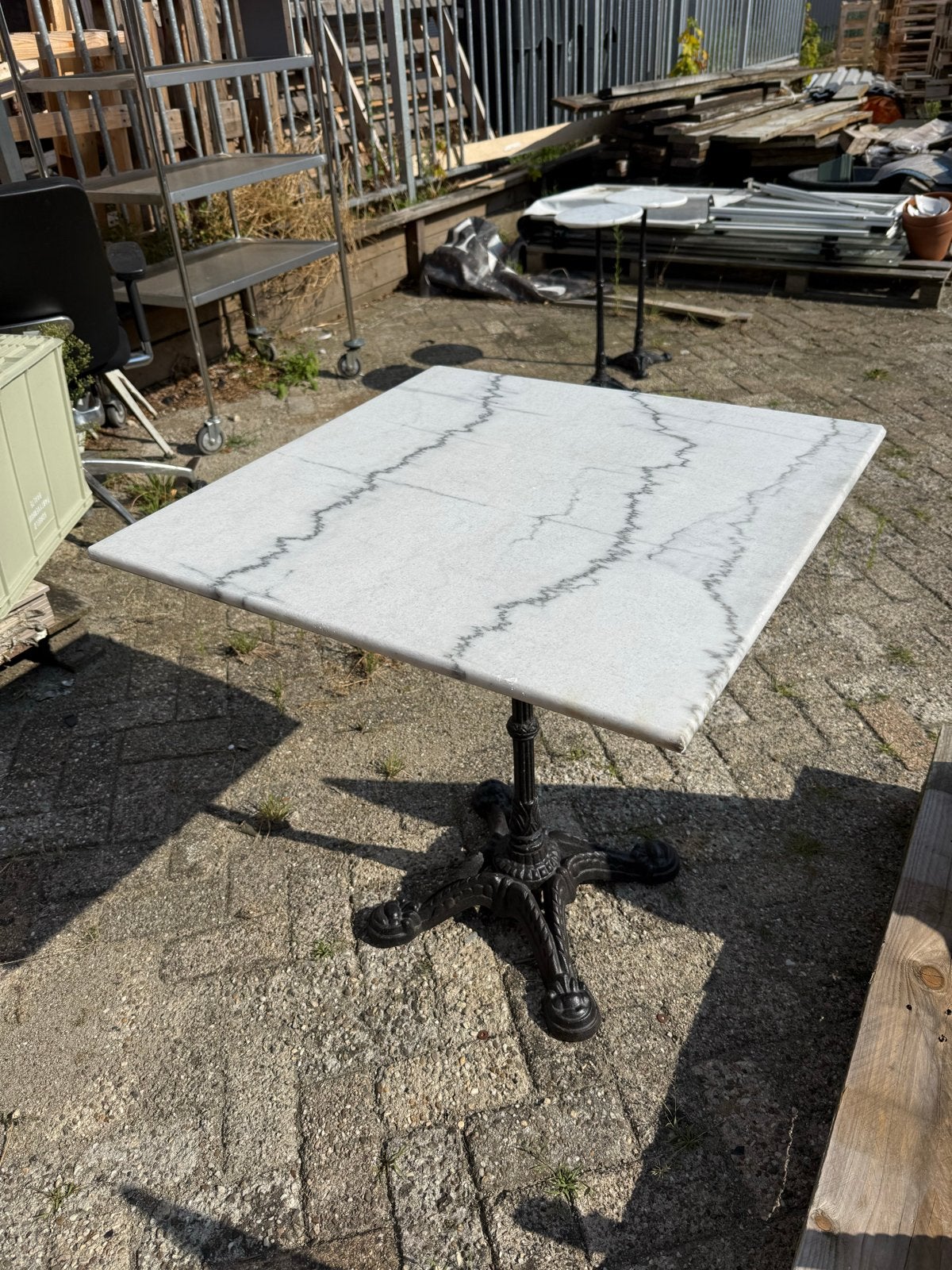 Marmeren horeca bistro tafels 70x70, Ophalen, Gebruikt, Meubilair