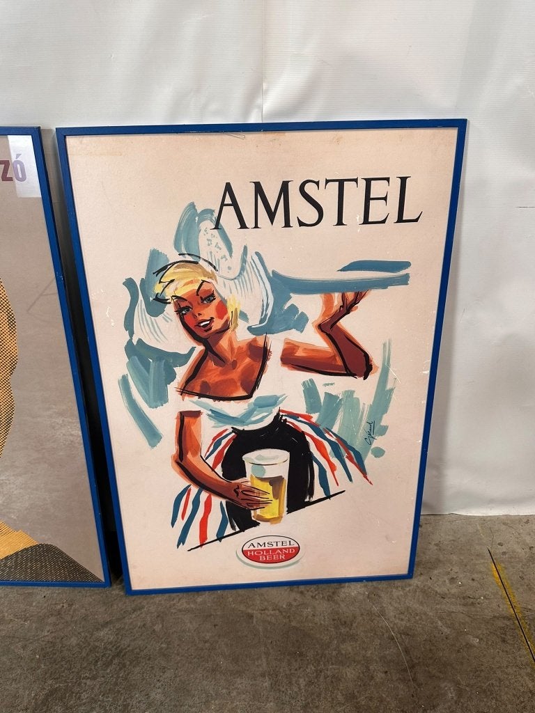 Partij amstel platen, decoratie voor in mancafe of cafe, Ophalen, Gebruikt, Reclamebord, Plaat of Schild, Amstel