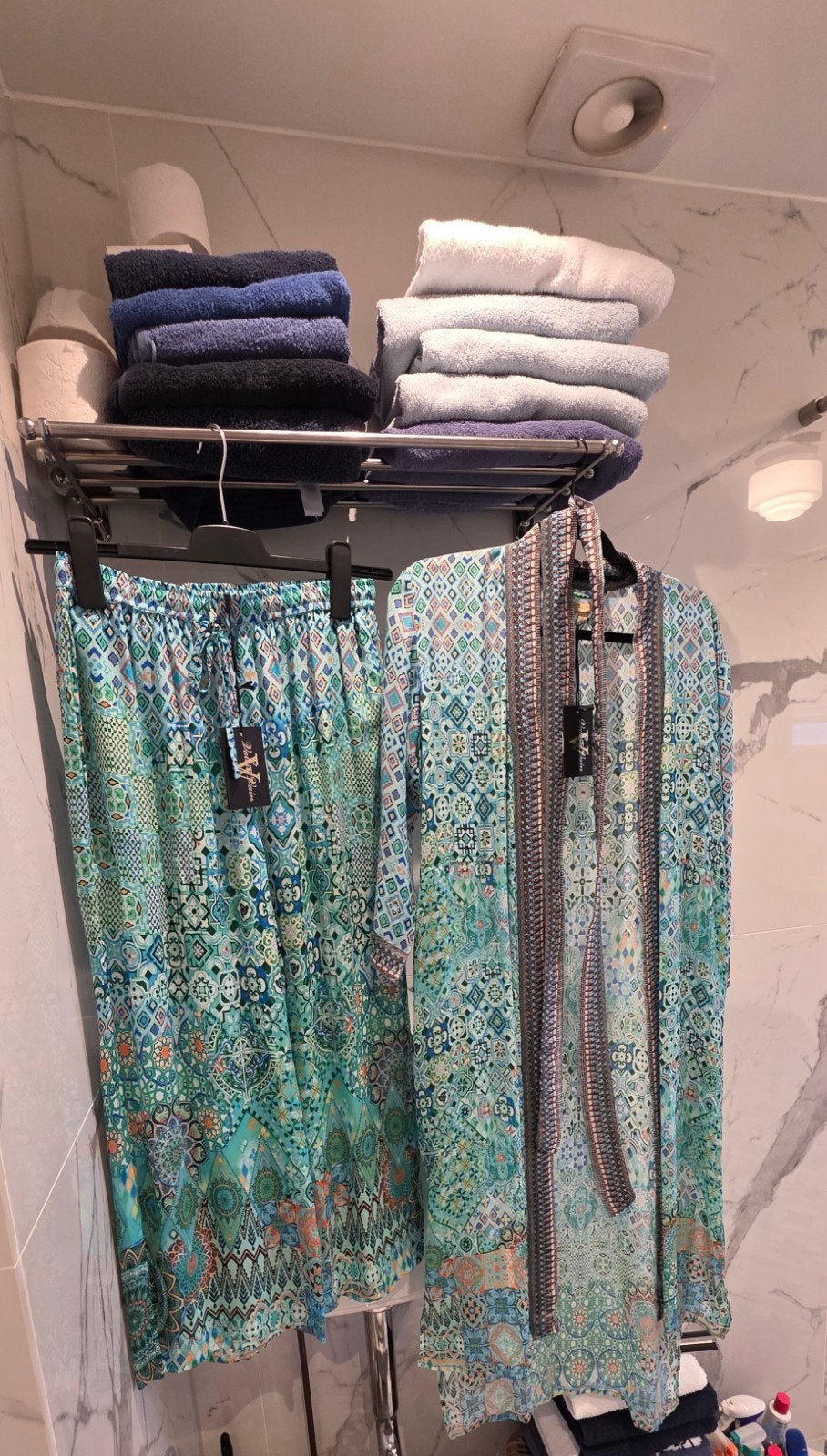 valery vain Kimono en Broek Set - Turquoise Mozaïek Print, Kleding | Dames, Blouses en Tunieken, Maat 38/40 (M), Nieuw, Onbekend