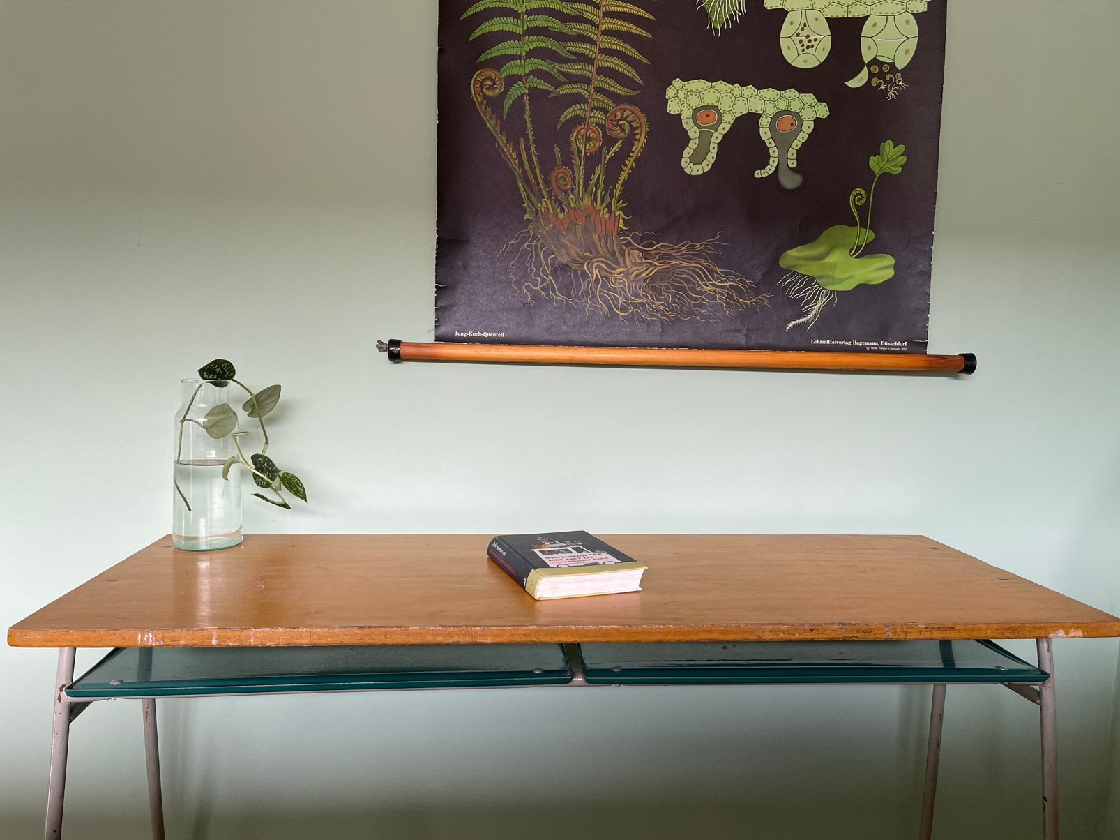Vintage kinderbureau uit oude school, Ophalen, Gebruikt, Hout, Kinderbureau