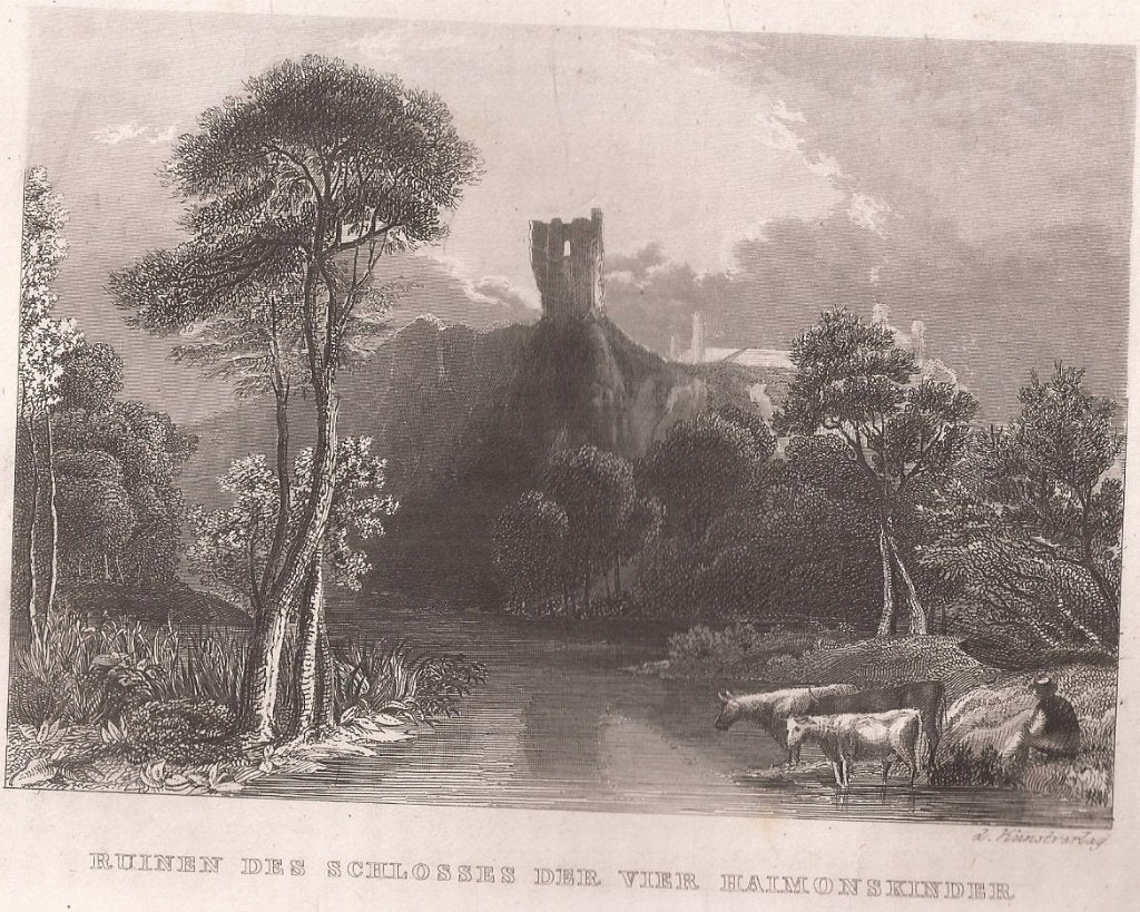 Ruinen des schlosses der vier Haimonkinder - 4 Heemskinderen, Antiek en Kunst, 1800 - 1899, Ophalen of Verzenden, 14 cm, Landschap