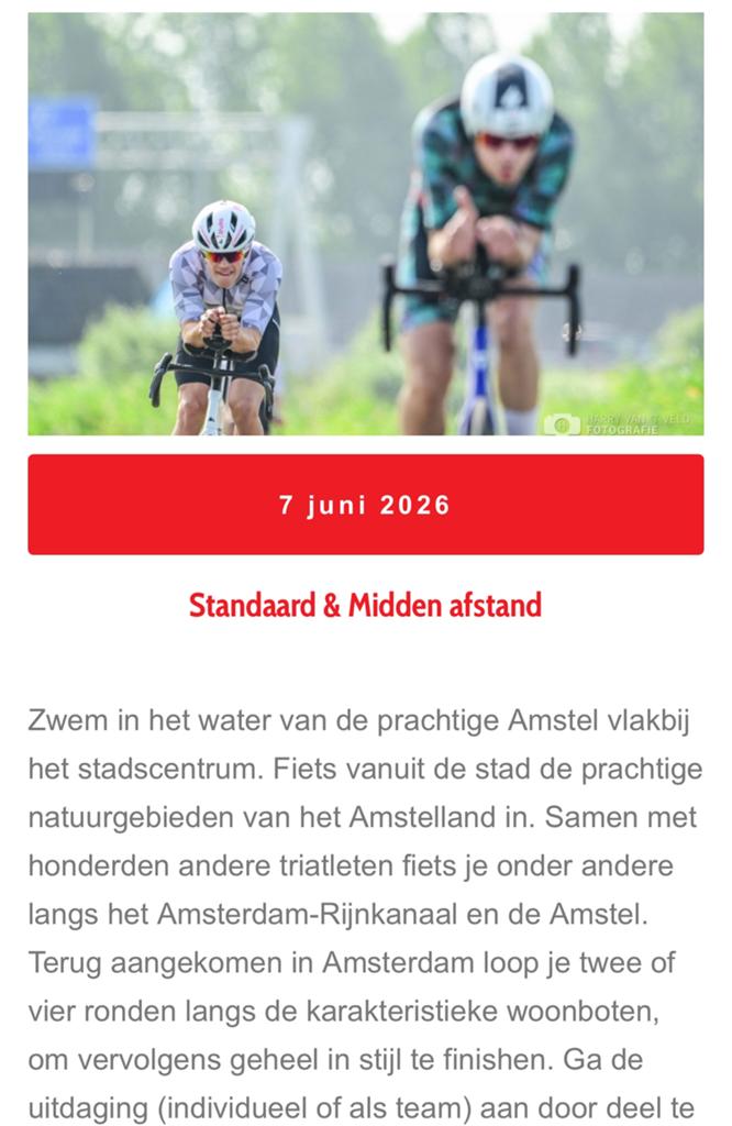 TRI Amsterdam 7 Juni 2026 Middle Distance Ticket, Eén persoon, Juni