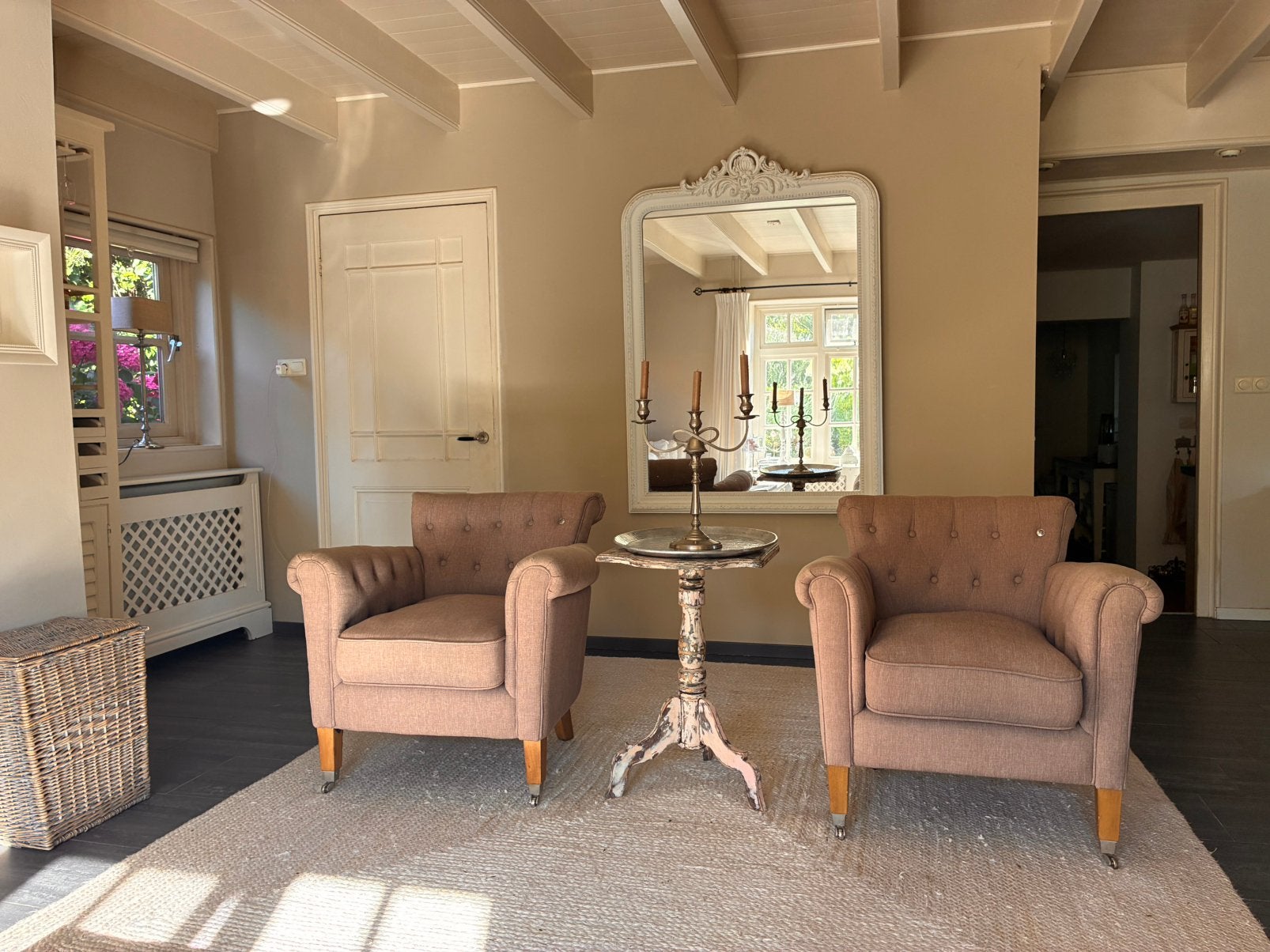 Rivièra Maison Fauteuils ‘Paramount’ / Taupe / Linnen / ’, Huis en Inrichting, Ophalen, Zo goed als nieuw, 75 tot 100 cm