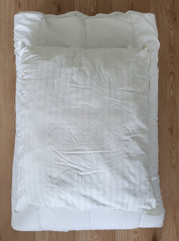 Hema 4 seizoenen dekbed 200x200 cm + kussen 60x70 cm, Ophalen, Gebruikt, Wit, Tweepersoons