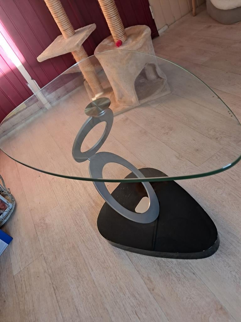 Tafeltje met glas, 45 tot 60 cm, Minder dan 55 cm, Rond, Ophalen of Verzenden