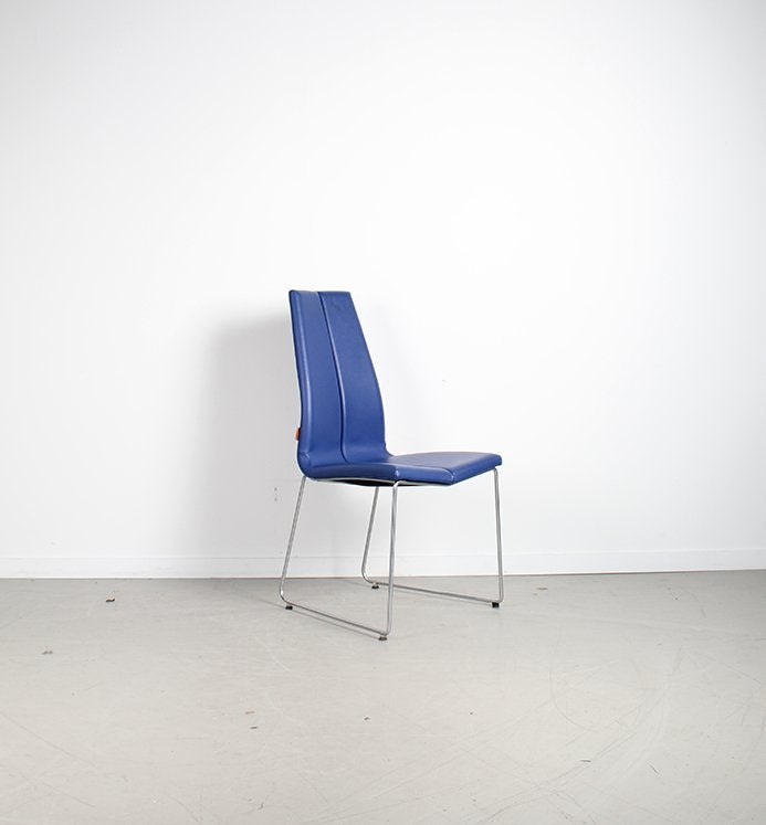 Montis Ivy Fauteuil Blauw Leer - Chroom, Niet ingevuld, Gebruikt, Niet ingevuld, Niet ingevuld