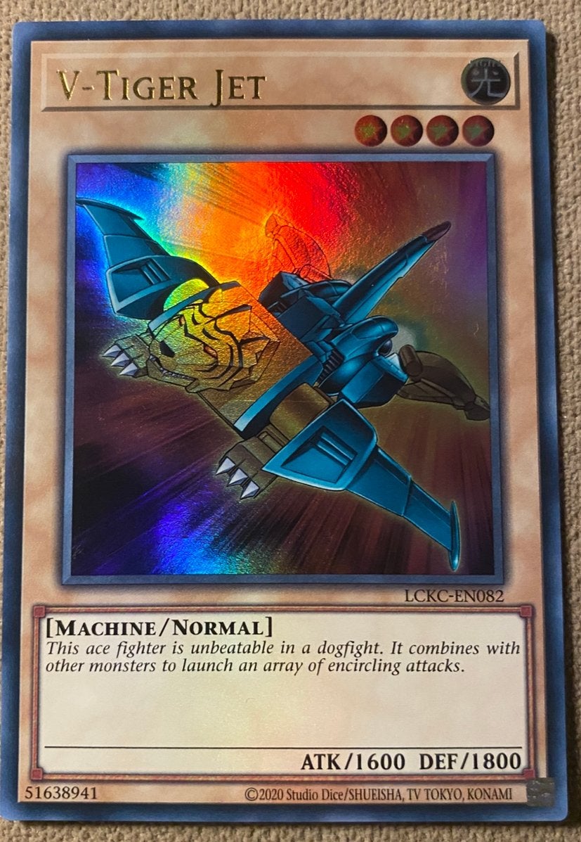 Yu-Gi-Oh! V-Tiger Jet LCKC Print !, Ophalen of Verzenden, Zo goed als nieuw, Losse kaart, Foil