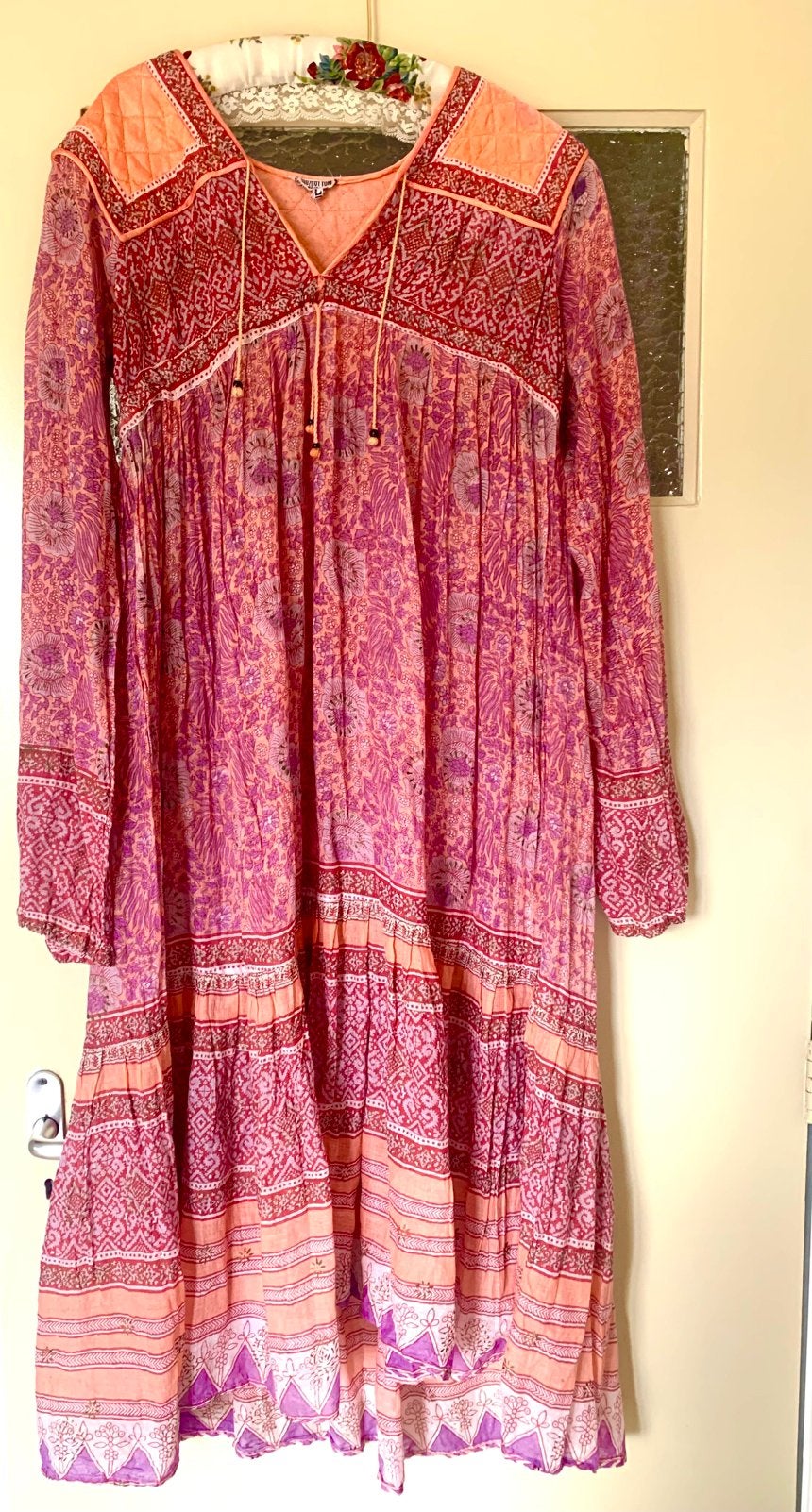 Vintage originele india jurk, Kleding | Dames, Jurken, Maat 38/40 (M), Meerkleurig, Ophalen of Verzenden, Zo goed als nieuw