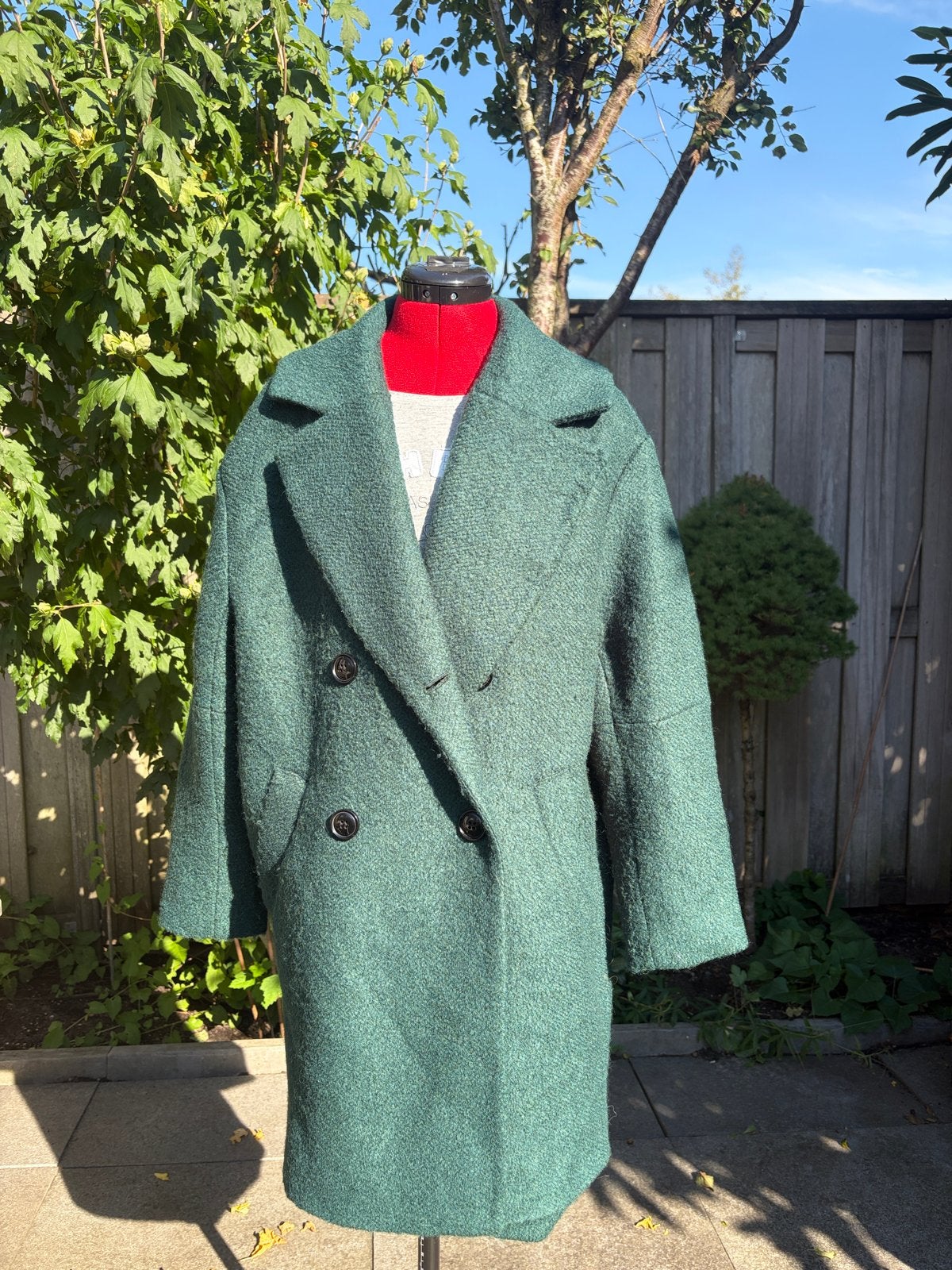 Divided H&M Groene Bouclé Jas Maat S, Ophalen of Verzenden, Gedragen, Maat 36 (S), Groen