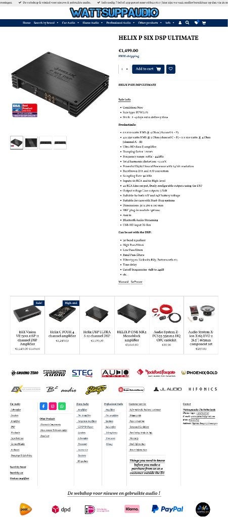 HELIX P SIX DSP ULTIMATE / Auto DSP Versterker, Auto diversen, Autospeakers, ., Nieuw, Ophalen of Verzenden, .